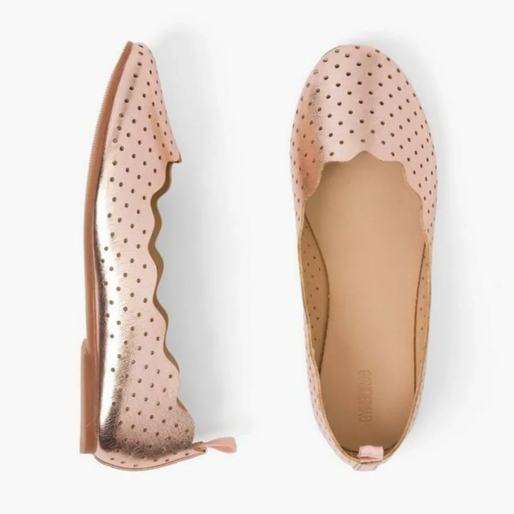 Gymboree Girls Flat Dress‎ shoes Metallic Rose Gold